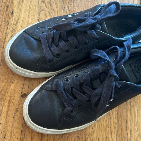 Tory Burch Womens Amalia Nappa Leather Sneakers Size 5 Navy Blue - Picture 3 of 8